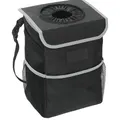 Waterproof Car Trash Can with Lid and Storage Pockets, Black