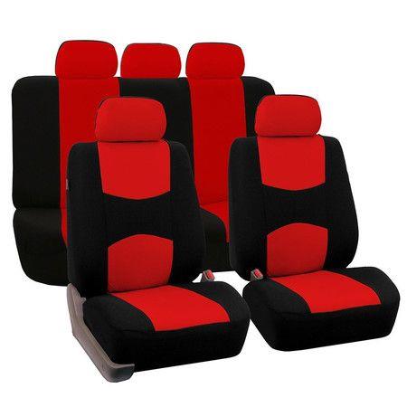 Car Seat Covers Universal Auto Truck Van SUV Front Rear Back Seat Comfortable Protective Interior Accessory Red and Black