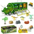 Dinosaur Toys Pull Back Dinosaur Transport Truck with Sound and Music&Light Toy Cars for Boys And Girls Age 1 2 3 4 5 6