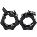 Olympic Barbell Clamps 2 inch Quick Release Pair of Locking 2" Pro Olympic Weight Bar Plate Locks Collar Clips for Workout Weightlifting Fitness Training- Black