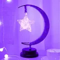 Hemp Rope Night Light Bedside Table Lamp Star Shaped Design for Cafe Bar Dining Hall(Purple-Pentagram)