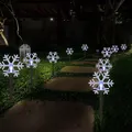 White Christmas Pathway Lights Solar Powered, Snowflake Lights with Stake Outdoor Waterproof with 5-LED (Snowflake)