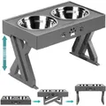 Elevated Dog Bowls Adjustable Raised Dog Bowl with 2 Stainless Steel 1.5L Dog Food Bowls