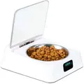 Automatic Pet Feeder with LCD Display, Pet Food Dispenser, Infrared Automatic Sensor Switch Cover, Moisture-proof Smart Bowl for Pet Cat and Dog (White)