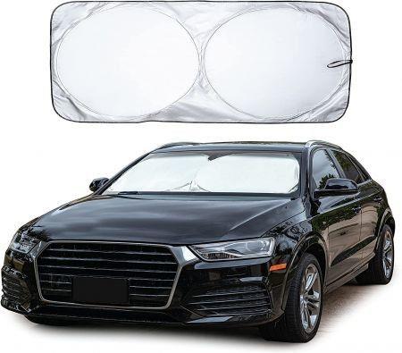 Car Windshield Sun Shade with Storage Pouch Medium Plus (150 x 70 cm)