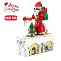 Santa Claus Architecture Building Blocks Gear Drive Ideas Street View Bricks Toys For Children Christmas Gift