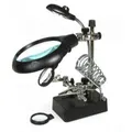 2.5X 7.5X 10X LED Light Magnifier Helping Hand Auxiliary Clamp Alligator Clip Stand