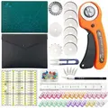 45 mm Rotary Cutter Set, Quilting Kit incl, A4 Cutting Mat ?8 Replacement Blades?Acrylic Ruler?with Storage Bag?Sewing Pins, Craft Knife Set