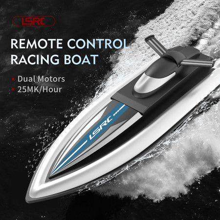 Racing Boat Remote Control with 25KM/H High Speed 4 Channels Electric Blue