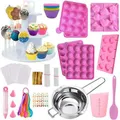 Cake Pop Maker Kit 454Pcs Silicone Lollipop Mold Set, Baking Supplies with 3 Tier Cake Stand, Chocolate Candy Melting Pot, Lollipop Sticks Cake Cup