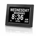 Extra Large 8inch 17x22cm Display Digital Calendar Clock USB MUSIC VEDIO PIC PLAYER Great gifts for Seniors Elderly