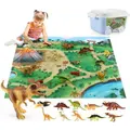 20Pcs Dinosaur Toy Playset with Activity Play Mat, Realistic Dinosaur Figures Including Tyrannosaurus, Triceratops, Trees, Rock for 3-12 Years Old Kids