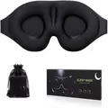 Sleep Eye Mask for Men Women, 3D Contoured Cup Sleeping Mask & Blindfold, Concave Molded Night Sleep Mask, Block Out Light, Soft Comfort Eye Shade Cover for Travel Yoga Nap, Black