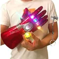 LED Light Up Infinity Gauntlet Iron Man Gloves with Removable Magnet Infinity Stones Batteries - Red Kids