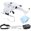 Head Mount Magnifier with LED Lights, Rechargeable Headset Magnifying Glasses Reading Aid
