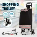 Multi Terrain Aluminium Shopping Trolley Foldable Cart Waterproof Nylon Bag Tri-Wheel Black