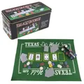 Gamie Texas Holdem Poker Game Set Includes Mat, 2 Card Decks, Chips, Chip Holder and Tin Storage Box Gift for Kids and Adults