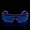 Shutter EL Wire Neon Rave Glasses Flashing LED Sunglasses Light Up Costumes for 80s, EDM, Party RB03 (Purple - Blue)