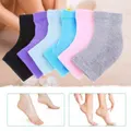 6 Pairs Heel Moisturizing Socks Open Toe Socks Cracked Gel Heel Socks Foot Toeless Heel Repair Socks for Women Dry Hard Cracked Feet, 6 Colors
