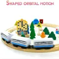 Wood Circuit Train Electric Magnetic Locomotive Battery Circuit Car Wood Building Set for Children 3 4 5 Years Old