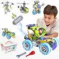 STEM Building Toys 5 in 1 Motorized Educational Construction Building Blocks Toys for Kid Creative Engineering Building Blocks Toys Kit