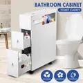 Wheeled Bathroom Cabinet Storage Drawer Organiser Toilet Cabby Tissue Box Holder