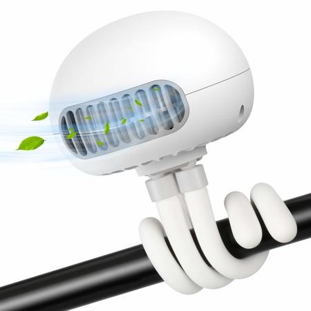 Portable Bladeless Fan, Mini Handheld Fan with Flexible Tripod on Stroller Fan, 3 Speeds, Rechargeable, for Stroller, Car Seat, Crib