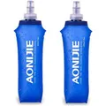 TPU Soft Folding Water Bottles BPA Free Collapsible Flask for Hydration Pack for Running Hiking Cycling Climbing 500ml (2Pack)