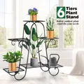 6 Tier Metal Plant Stand Flower Plant Pot Stand Shelf Black