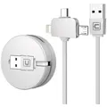Retractable Charging USB Cable, iP and Micro USB & Type-C 3in1 Charging and 3in1 Data Transmission Charger 3.3ft / 1m Data Cables (White)