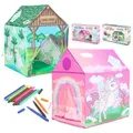 Kids Play Tent Play House Colorful Crawling Princess Castle Doodle Repeatedly Game Tent for Games Outdoor Girls Children Baby Color Green
