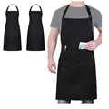 Chef Apron, Waterproof Apron, Adjustable Apron with 2 Pockets for Men Women, Apron for Cooking Baking Restaurant(2Pack)
