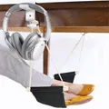 Foot Hammock Under Desk Footrest | Adjustable Office Foot Rest Under Desk Hammock | Portable Desk Feet Hammock with Headphones Holder (Black)
