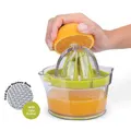 Manual Lemon and Orange Juicer with Built-in Measuring Cup and Grater, 12-Ounce, Green