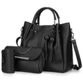 3pcs PU Leather Handbag Women Shoulder Bag Card Holder