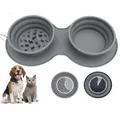 Silicone Collapsible Dog Bowl Set,Expandable Pet Food Water Feeding Cup Dish for Outdoors Travel Camping Hiking