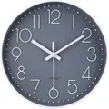 12 Inch Non-Ticking Wall Clock for Home/Office/School/Kitchen/Bedroom/Living Room (Gray)