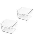 2 Pack Stackable Pantry Organizer Bins,for Kitchen, Freezer, Countertops, Cabinets - Plastic Food Storage Container with Handles for Home and Office 9.6*9.6*6.2CM