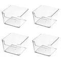 4 Pack Stackable Pantry Organizer Bins,for Kitchen, Freezer, Countertops, Cabinets - Plastic Food Storage Container with Handles for Home and Office 9.6*9.6*6.2CM