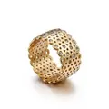 Hollow Ring with Zirconia Stone - 9 - Gold