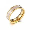 Shell & Zircon Couple Gold Sliver Rings - 6 - gold round rings