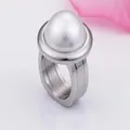 Bulgaria Stainless Steel & Colorful Stone Rings - 6 - Silver Pearl