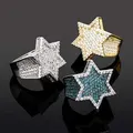 Gold Plated Zircon Sterling Star Shape Ring - Gold - 12