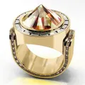 Unique Geometric Cone Crystal Ring - gold - 12