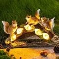 Solar LED Resin Sculpture Of Three Squirrels Outdoor Garden Decoration