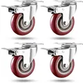 Heavy Duty Casters 3 inch Load 1500lbs Lockable Bearing Plate Caster Wheels with Brakes Set of 4