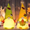 2pcs Lighted Fall Gnomes, Thanksgiving Decor for Home Clearance, Handmade Scandinavian Maple Leaf, Farmhouse Tiered Tray Decor