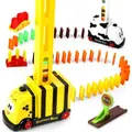 Automatic Electric Domino Train Set with Blocks, Educational Building Blocks Toys for Boys Girls Ages 3-8(Yellow)
