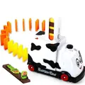 Automatic Electric Domino Train Toys for Kids with Touch Type Triggers for 3-8 Year Old Kids Creative Gifts(White)