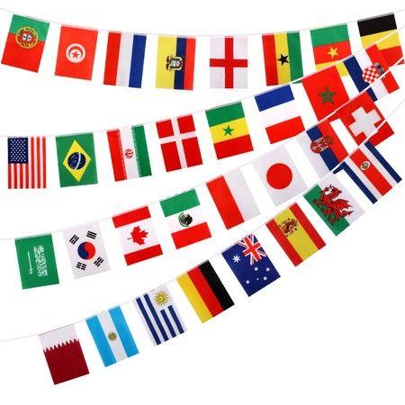 2022 World Cup 32 Countries String Flag FIFA FLAG- International Bunting Banners for Party Decorations 20x28cm
